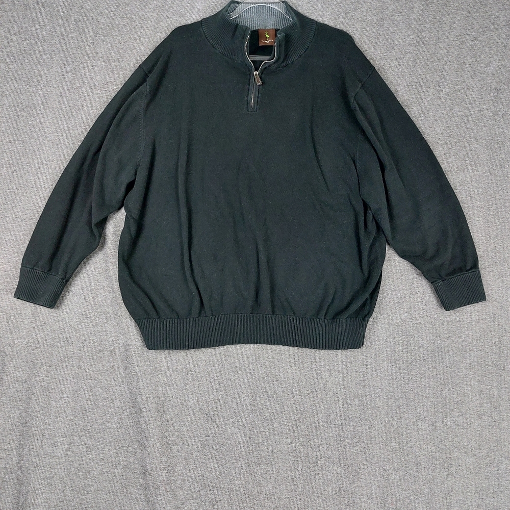 TAILOR BYRD MENS BLACK KNIT QUARTER ZIP PULLOVER 100% COTTON PREPPY SWEATER 3XL